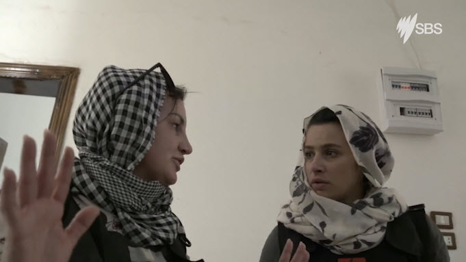 Former Senator Jacqui Lambie and Marina were forced to take cover after a gunfight broke out in Syria.