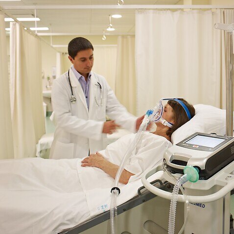 Hospitalised patient on Ventilator Machine
