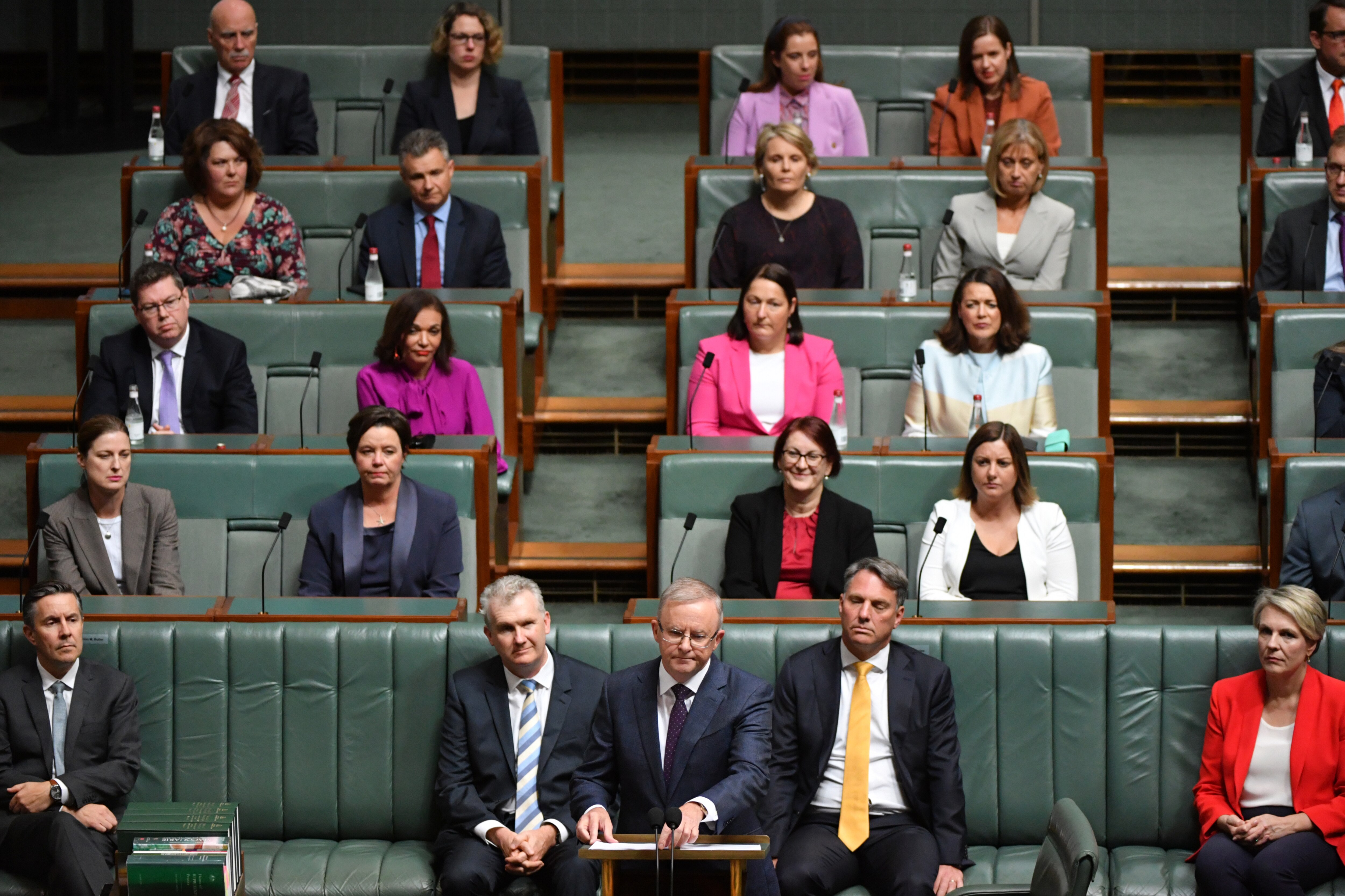 Leader of the Opposition Anthony Albanese makes his budget reply speech in Canberra, Thursday, 13 May, 2021.