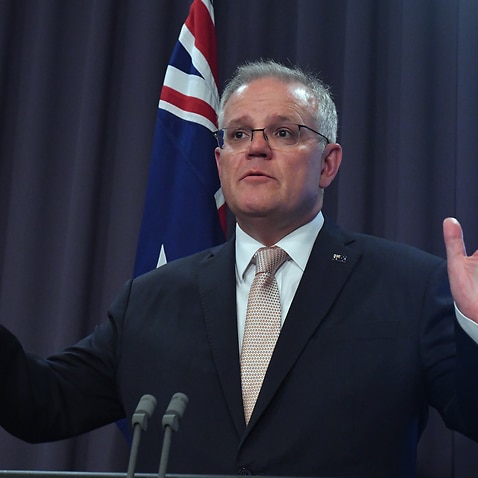 Prime Minister Scott Morrison speaks to the media during a press conference at Parliament House in Canberra.