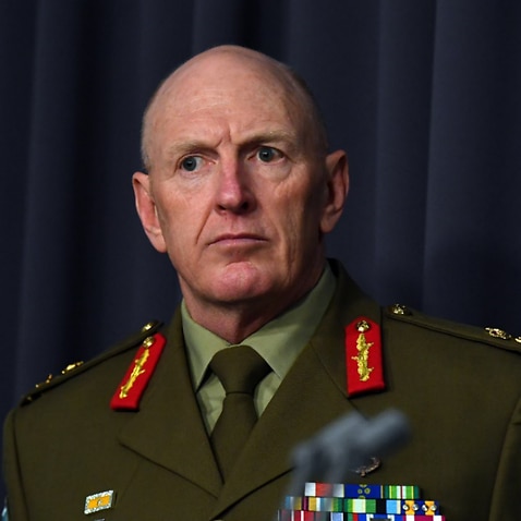 COVID-19 Taskforce Commander, Lieutenant General John Frewen at a press conference at Parliament House in Canberra.
