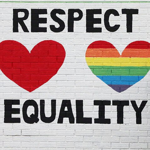 A mural in support of same sex marriage in Belfast.