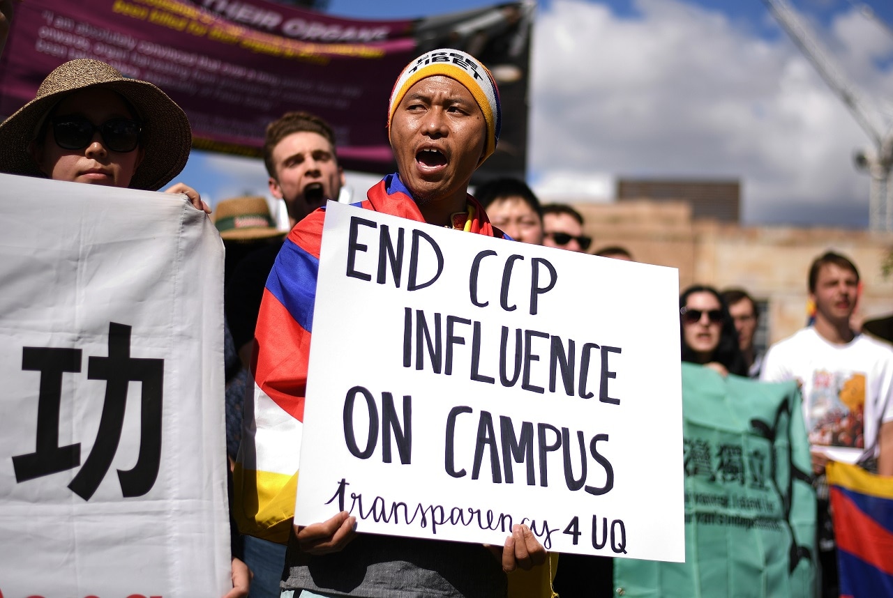 Students rally at the University of Queensland to protest 