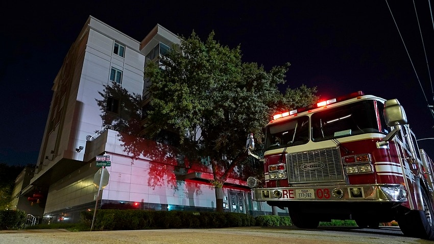 A firetruck outside the Chinese Consulate in Houston on Wednesday.