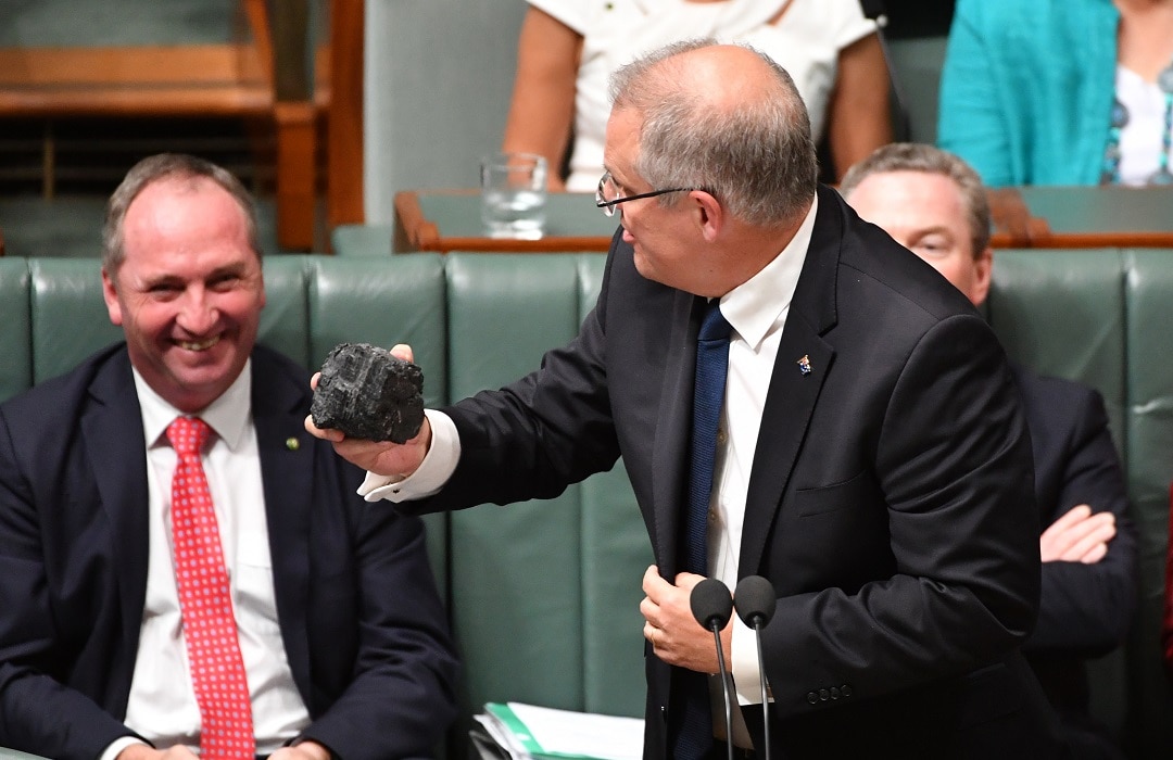 As Treasurer Scott Morrison brought a lump of coal into Parliament. 