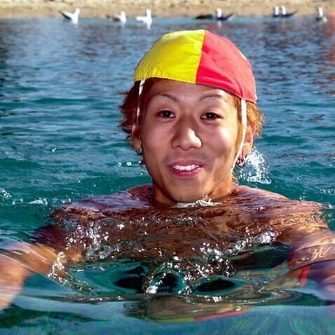 Japanese man swimming