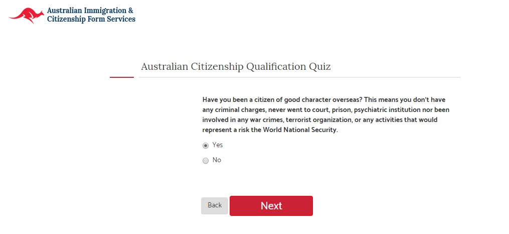 One of the questions asked while assessing an applicant's eligibility via the fake website.