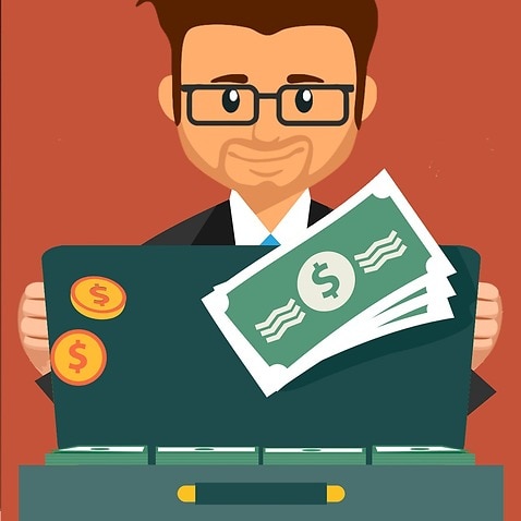 Graphic illustration of a male banker
