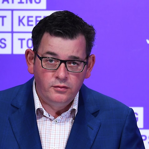 Victorian Premier Daniel Andrews addresses the media during a press conference in Melbourne, Monday, August 10, 2020. Victoria has recorded 322 new cases of coronavirus and 19 deaths. (AAP Image/James Ross) NO ARCHIVING
