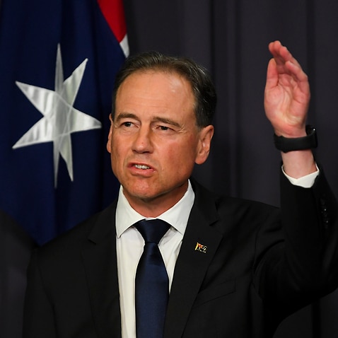 Australian Health Minister Greg Hunt speaks to the media during a press conference at Parliament House in Canberra, Monday, November 29, 2021. (AAP Image/Lukas Coch) NO ARCHIVING