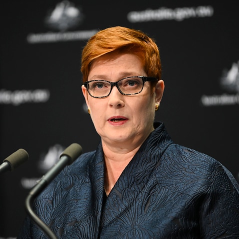 Australian Foreign Minister Marise Payne speaks to the media during a press conference at Parliament House in Canberra, Thursday, April 9, 2020. (AAP Image/Lukas Coch) NO ARCHIVING