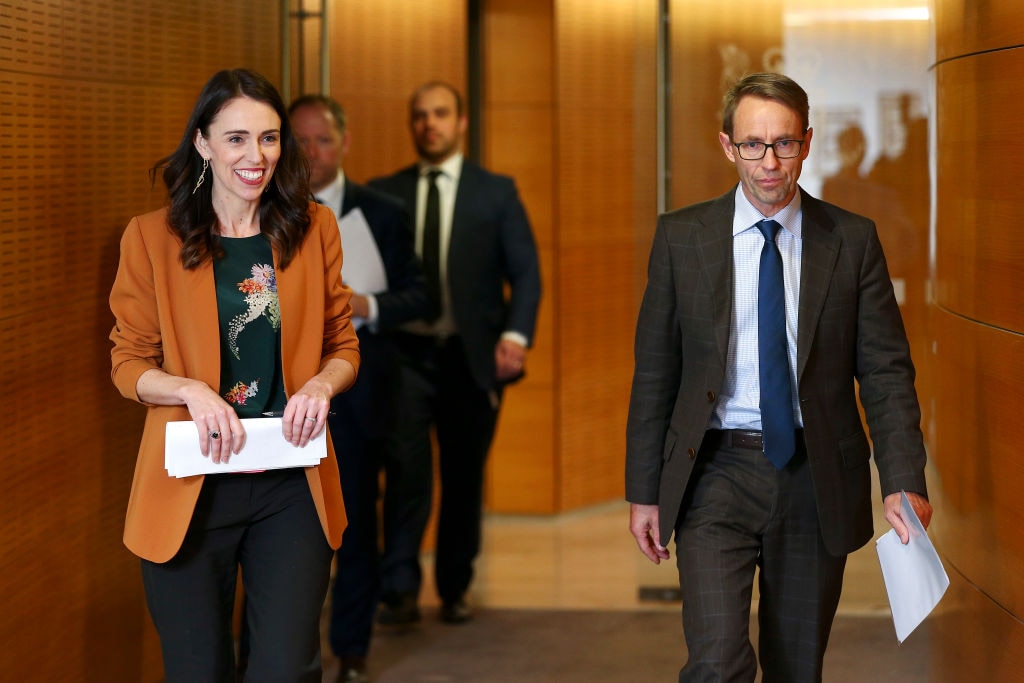 NZ Prime Minister Jacinda Ardern and Director-General of Health Dr Ashley Bloomfield arrive at a post cabinet press conference
