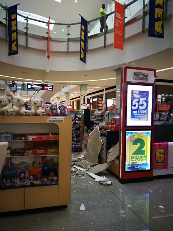 Collapsed ceiling in Rhodes Waterside Shopping Centre