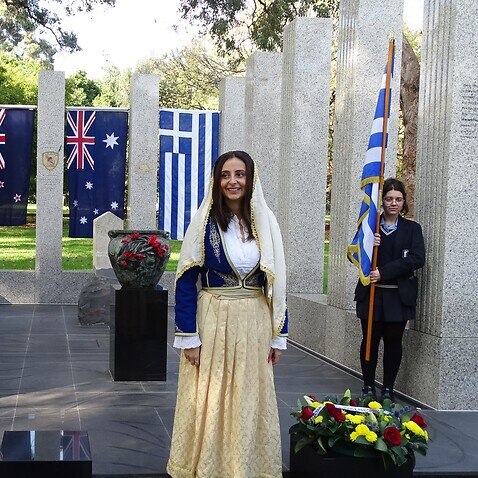 At the Hellenic-Australian war Memorial, Domain Gardens, Melbourne. 