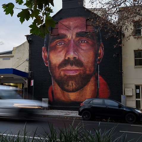A mural of former AFL player Adam Goodes in Surry Hills, Sydney 