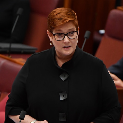 Minister for Foreign Affairs Marise Payne during Question Time n in the Senate chamber at Parliament House in Canberra.