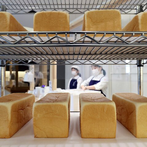 A picture shows loaf of bread manufactured by Ginza Nishikawa at its shop in Ginza, Tokyo．
