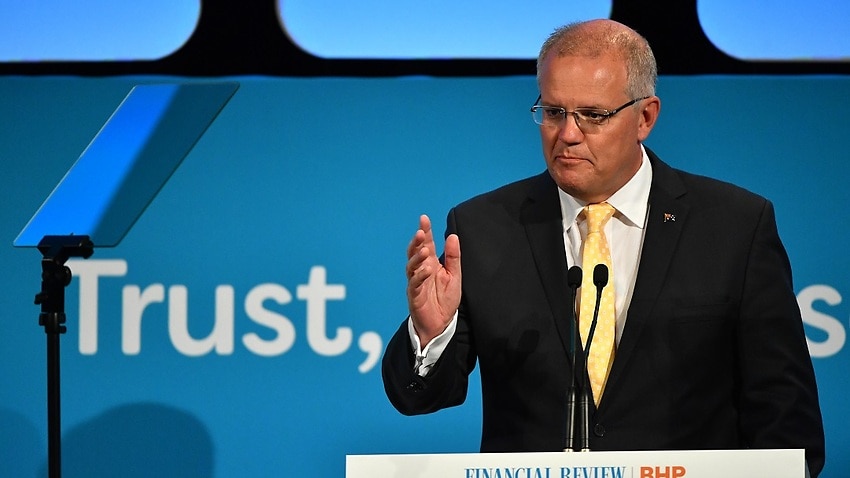 Prime Minister Scott Morrison speaks at the Australian Financial Review Business Summit in Sydney, Tuesday, March 5, 2019. (AAP Image/Mick Tsikas) NO ARCHIVING