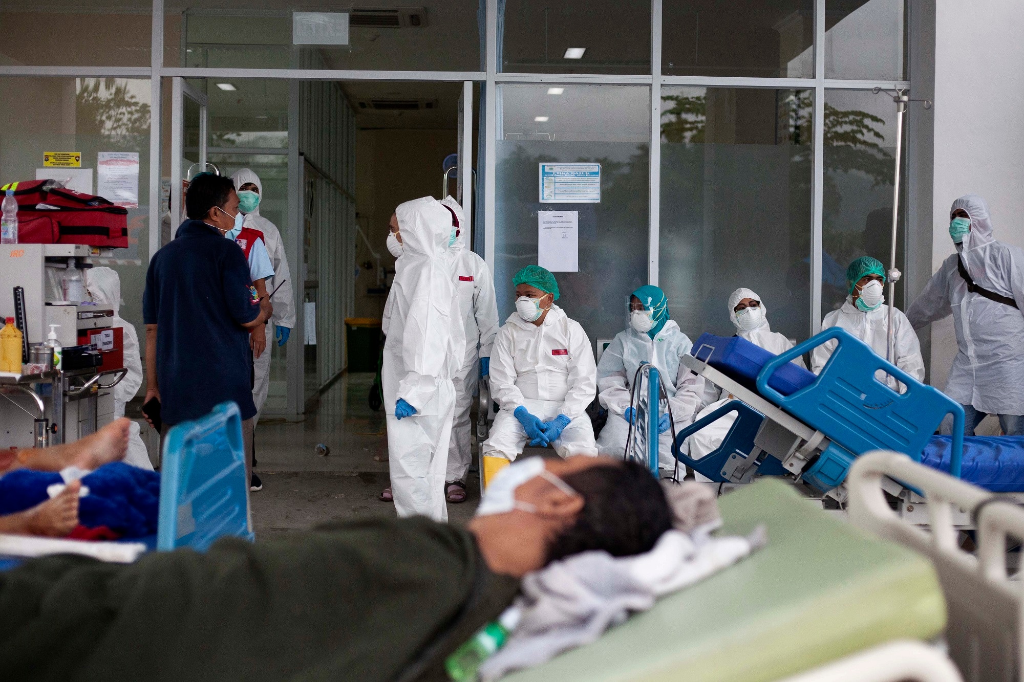 A hospital affected by the earthquake in Mamuju, West Sulawesi, Indonesia.