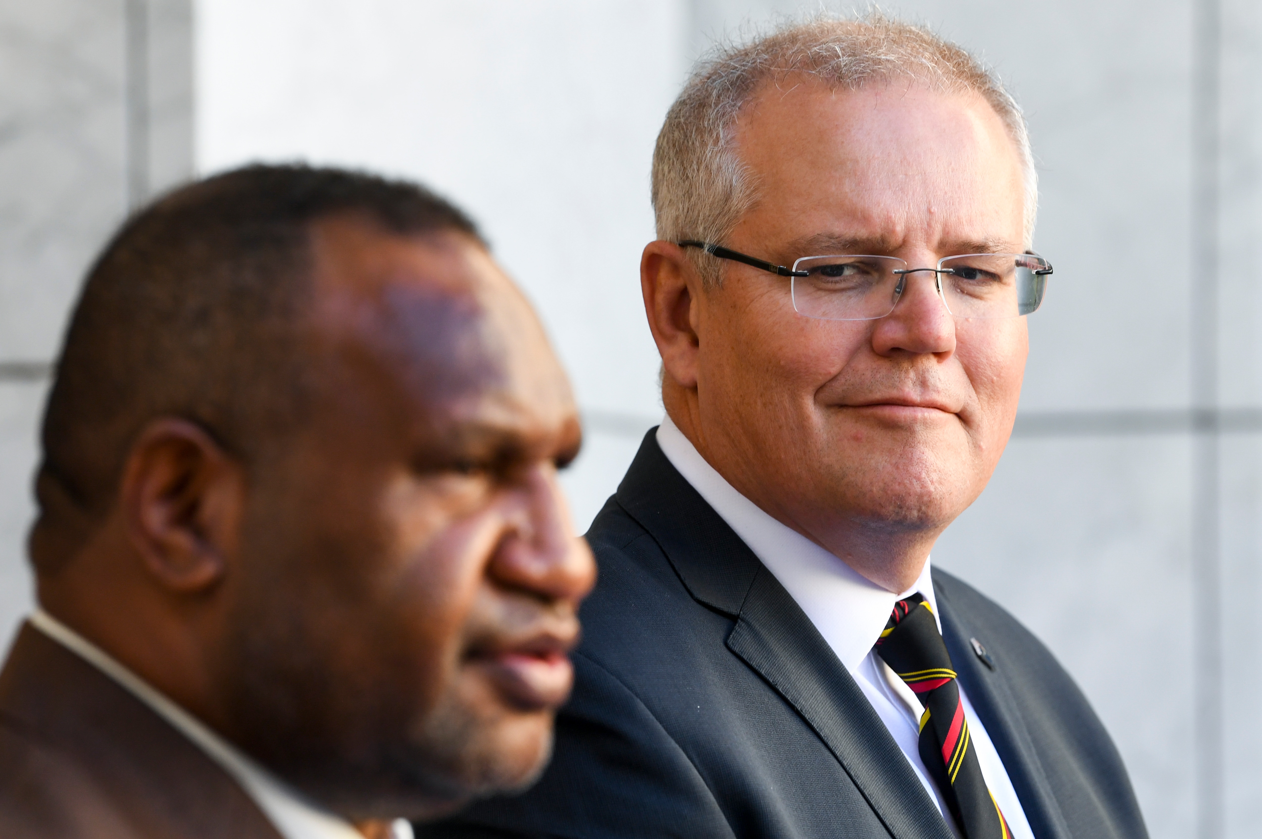 Prime Minister Scott Morrison and his PNG counterpart James Marape discussed the future of Manus Island in Canberra on Monday. 