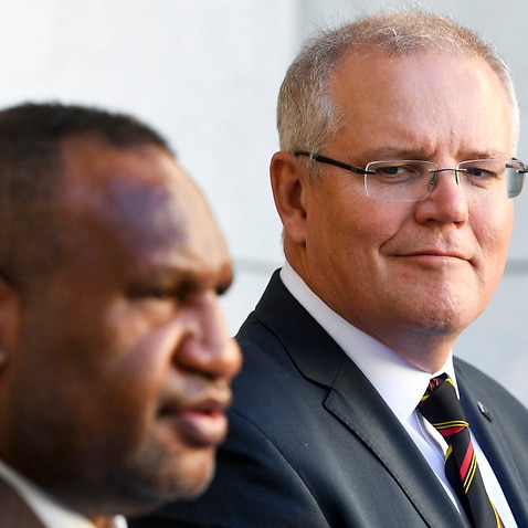 Prime Minister Scott Morrison and his PNG counterpart James Marape discussed the future of Manus Island in Canberra on Monday. 