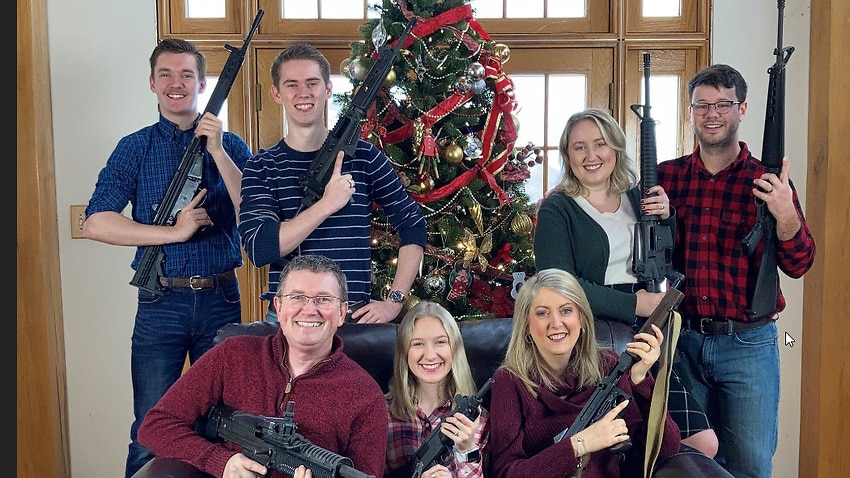 Thomas Massie, a representative for the staunchly Republican state of Kentucky, posted the photo of himself and six members of his family, each holding a gun.