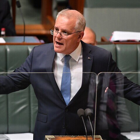 Prime Minister Scott Morrison during Question Time in the House of Representatives at Parliament House in Canberra, Tuesday, February 8, 2022.