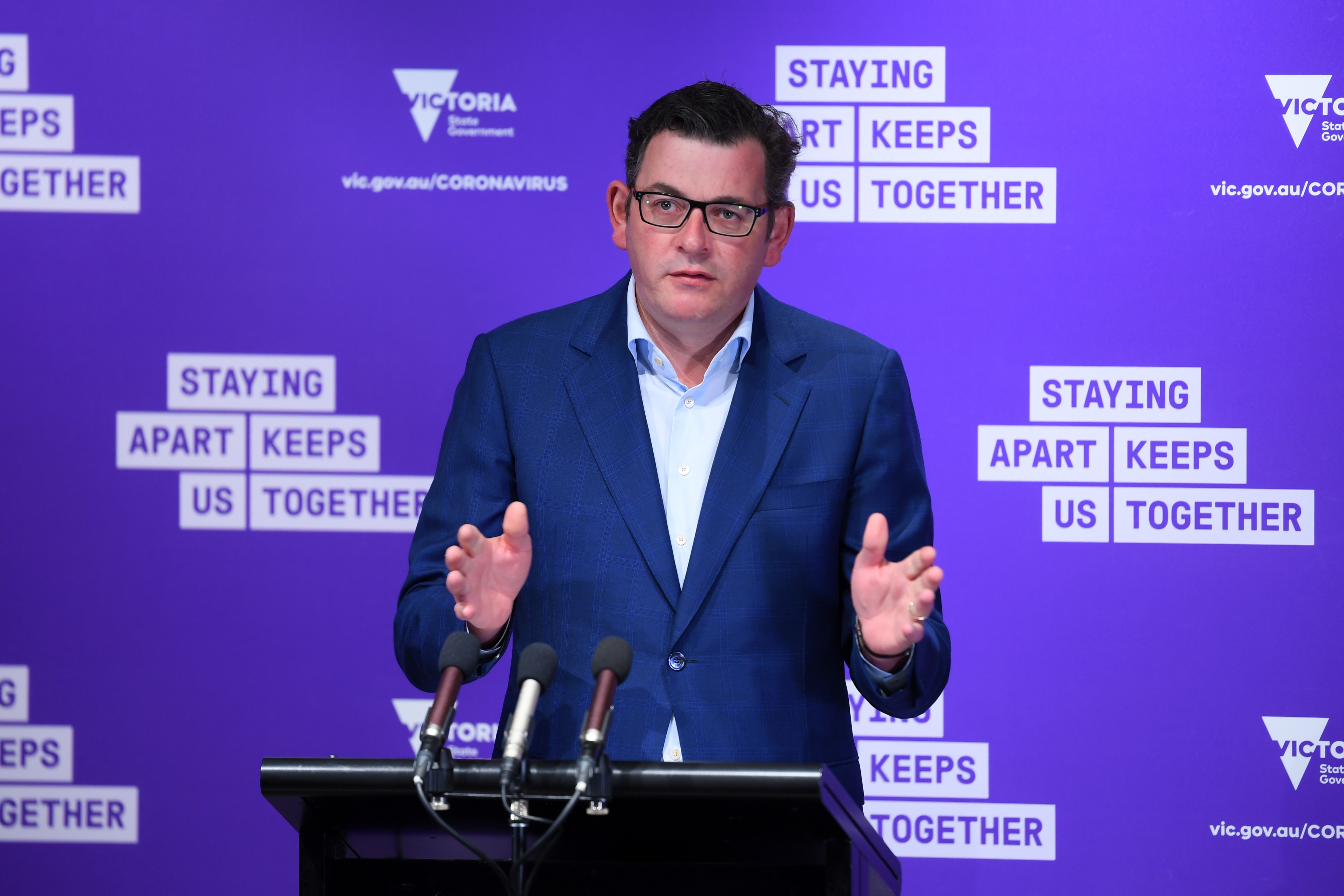 Victorian Premier Daniel Andrews addresses the media during a press conference in Melbourne, Tuesday, September 22, 2020. Victoria has recorded 28 new cases of coronavirus and three deaths in the past 24 hours. (AAP Image/James Ross) NO ARCHIVING