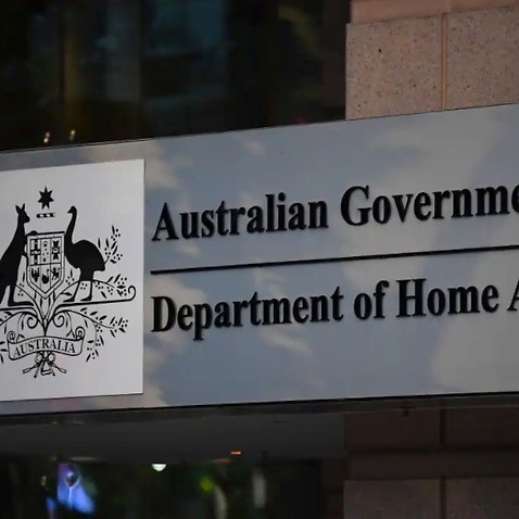 Signage for the Australian Government Department of Home Affairs is seen in Melbourne.