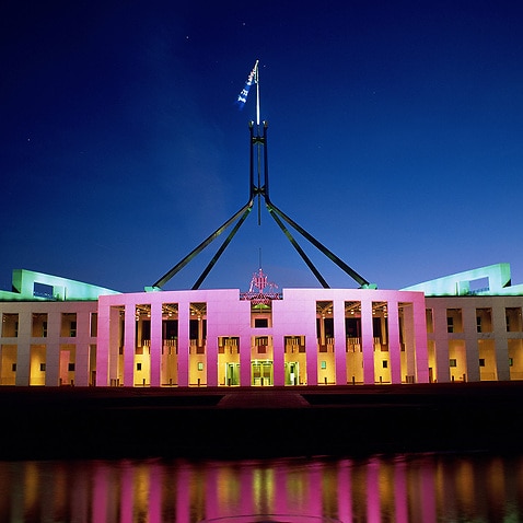 parliament house at night, act, australia