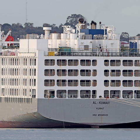 A general view of the Al Kuwait, a live export ship docked in Fremantle harbour on Tuesday, 26 May, 2020. 