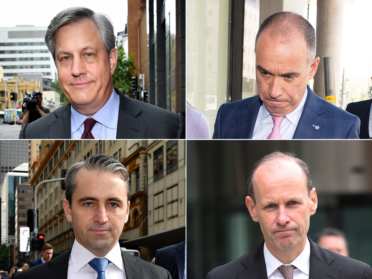 Bank CEOs attend the Royal Commission from top left to right: Westpac's Brian Hartzer, NAB's Andrew Thorburn, CBA's Matt Comyn and ANZ's Shayne Elliott.