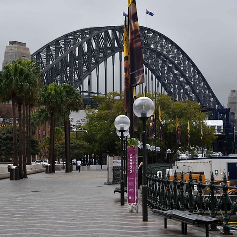 The walkway to the Sydney Harbour Bridge is seen empty in Sydney, Tuesday, June 29, 2021.