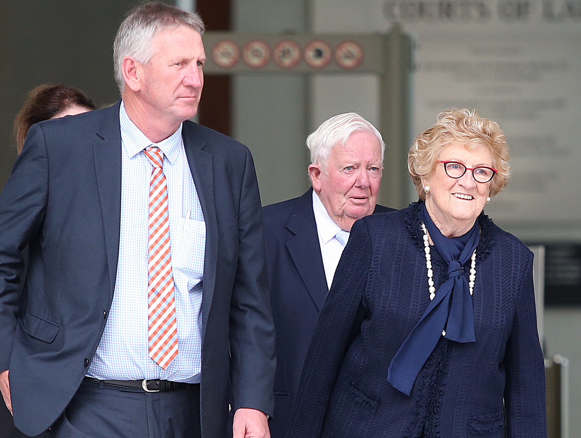 Denis Wagner with father Henry Wagner, and mother Mary Wagner leave the Brisbane Supreme court, Wednesday, June 13, 2018. 