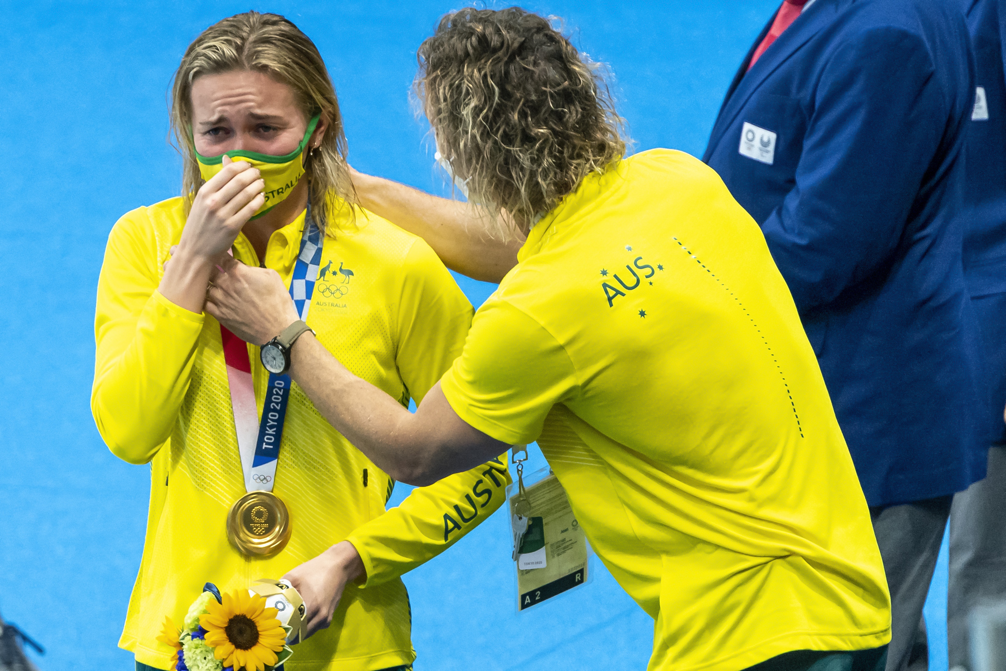 Ariarne Titmus of Australia after winning gold at the women 200m Freestyle final in Tokyo.