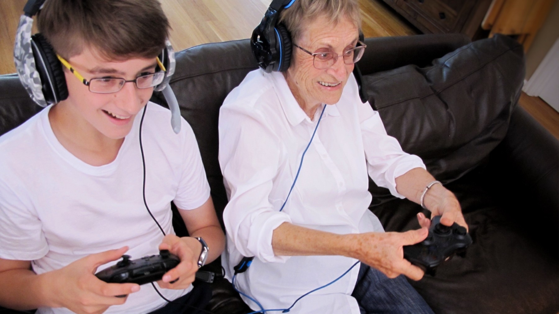 Grandma and grandson playing