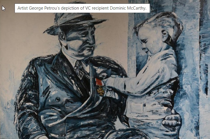 Painting by George Petrou -  Depiction of VC recipient Dominic McCarthy 