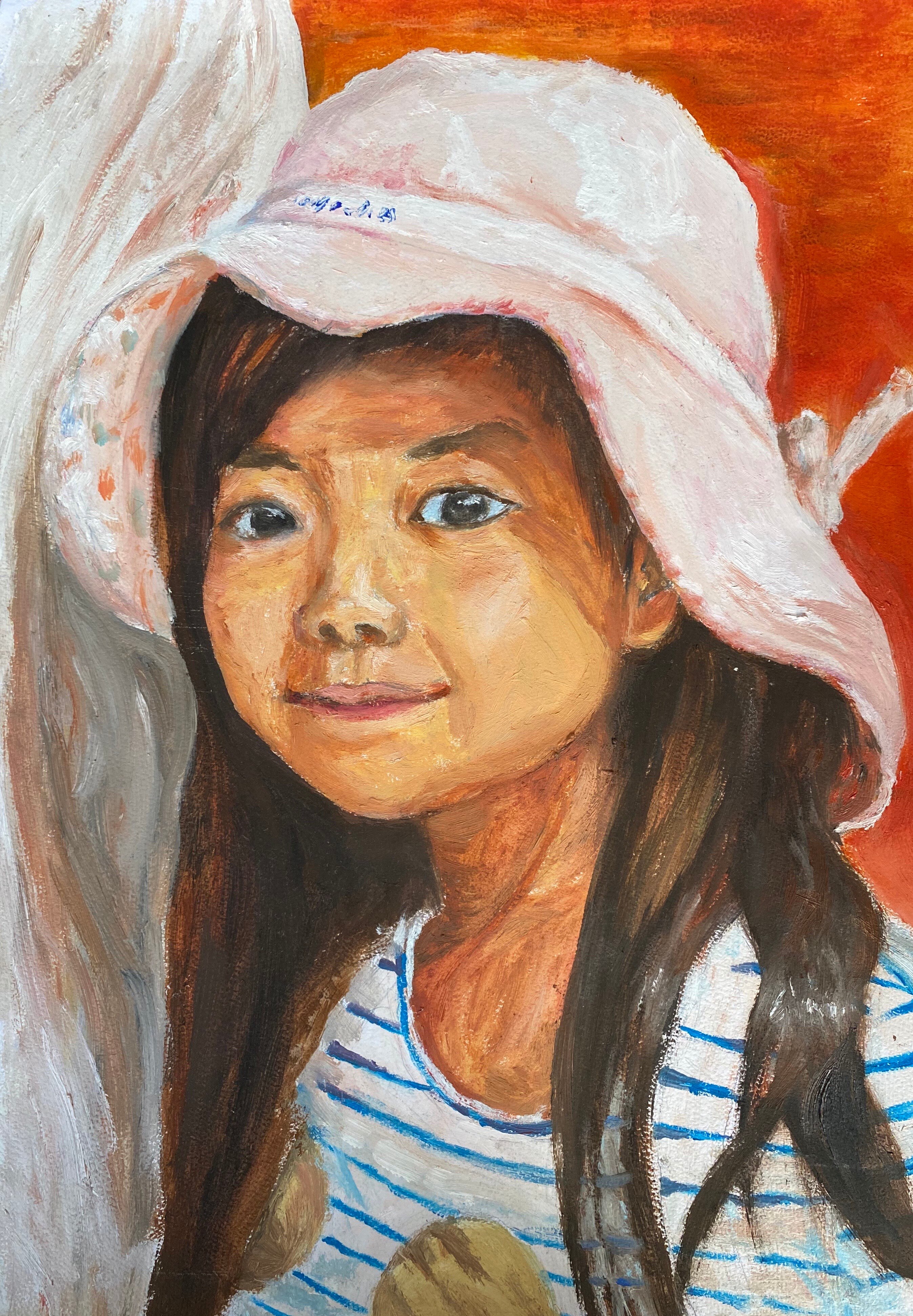 Portrait of sister painted by Jaylan Yang, created during COVID-19 lock-down period
