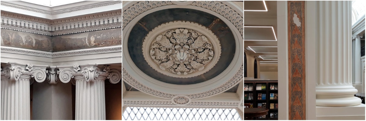 Examples of original design features restored at Queen's Hall
