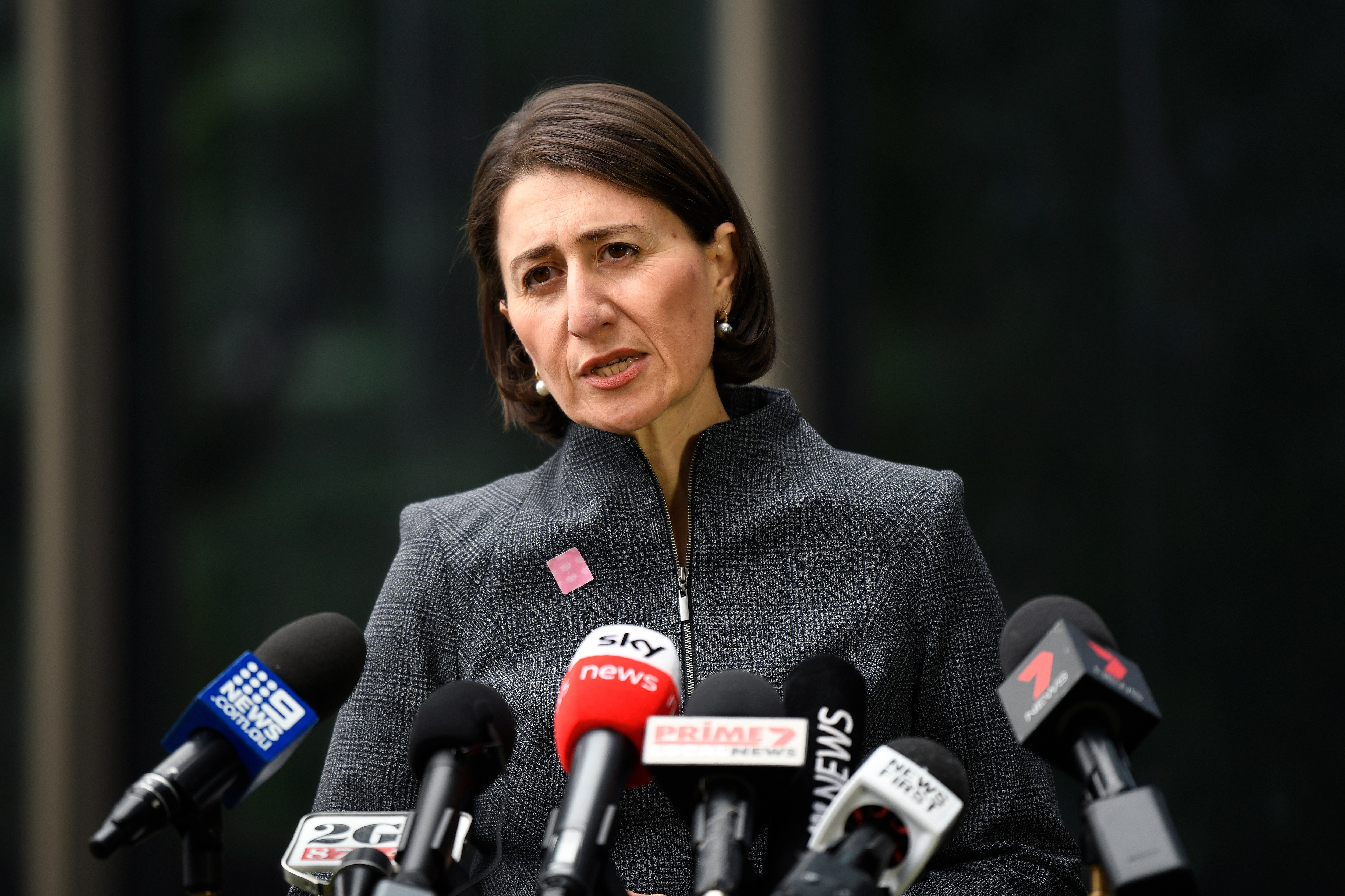 NSW Premier Gladys Berejiklian speaks to the media during a press conference in Sydney, Monday, April 20, 2020. 