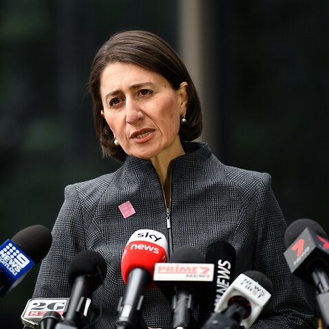 NSW Premier Gladys Berejiklian speaks to the media during a press conference in Sydney, Monday, April 20, 2020. 