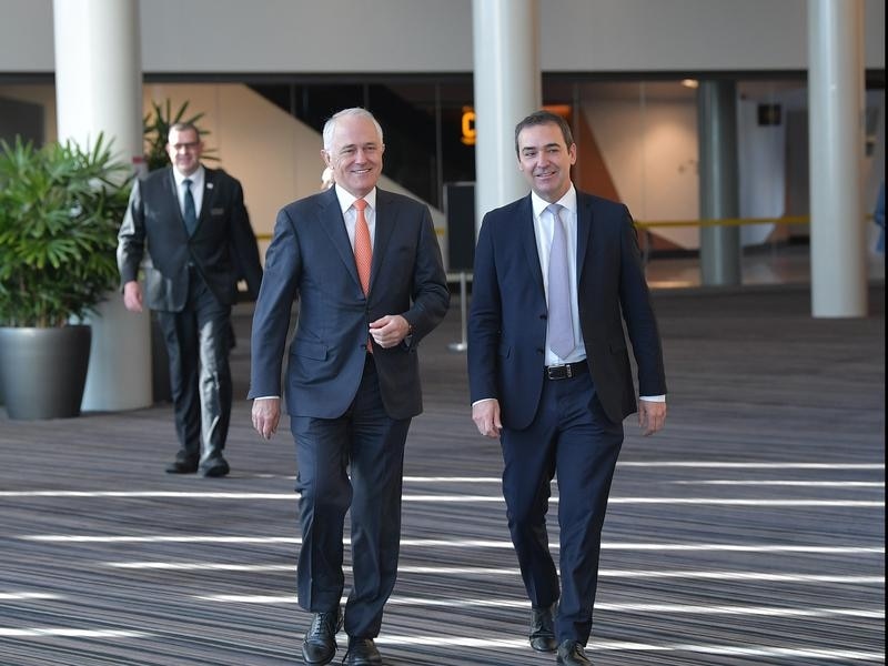 South Australian Liberal leader Steven Marshall with Prime Minister Malcolm Turnbull.
