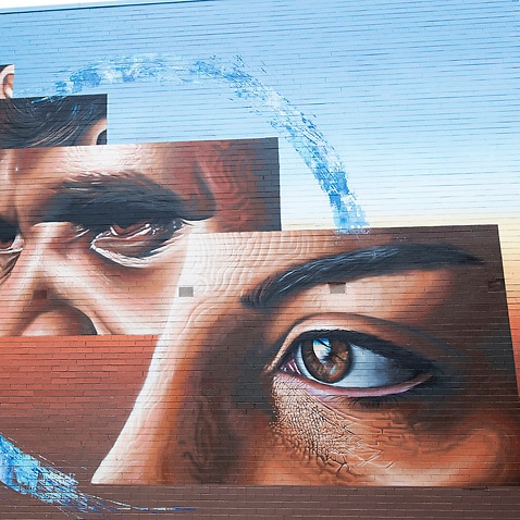 A graffiti is seen in Melbourne as street artist