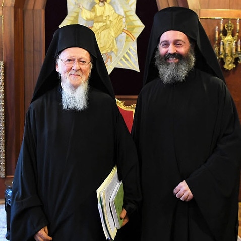 Ο Οικουμενικός Πατριάρχης κ. Βαρθολομαίος με τον Αρχιεπίσκοπο Αυστραλίας κ. Μακάριο