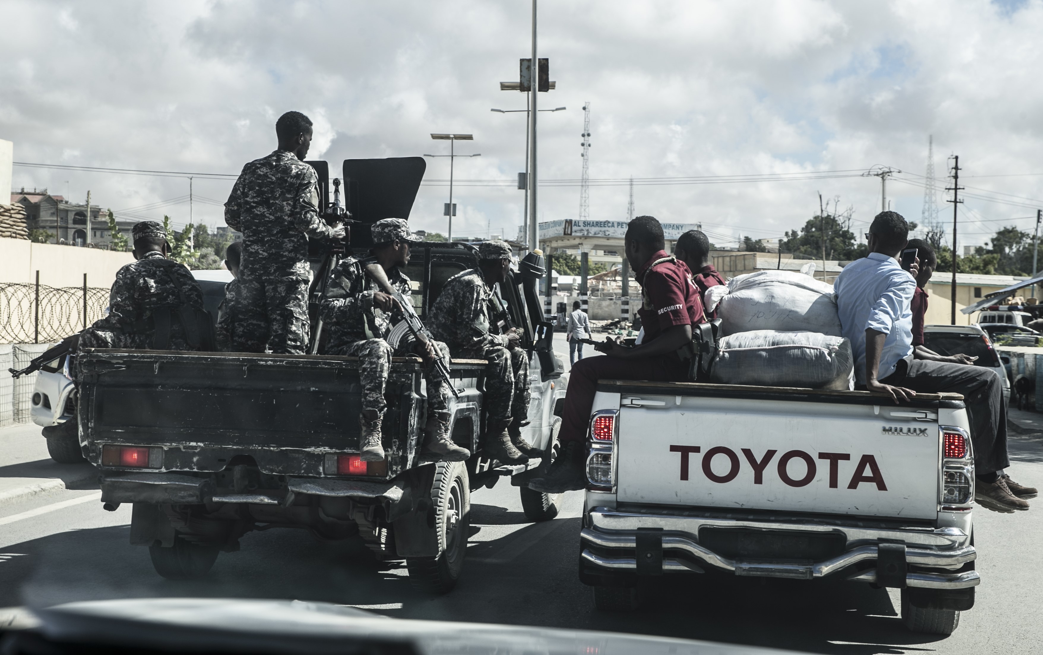 Somalian security forces are seen at the streets of Mogadishu, Somalia.