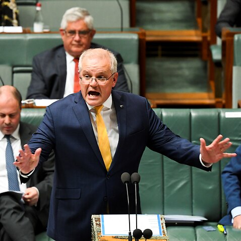 Prime Minister Scott Morrison during Question Time at Parliament House in Canberra.