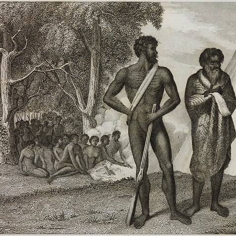 A nineteenth century engraving ot an aboriginal camp by Marmocchi (Getty)