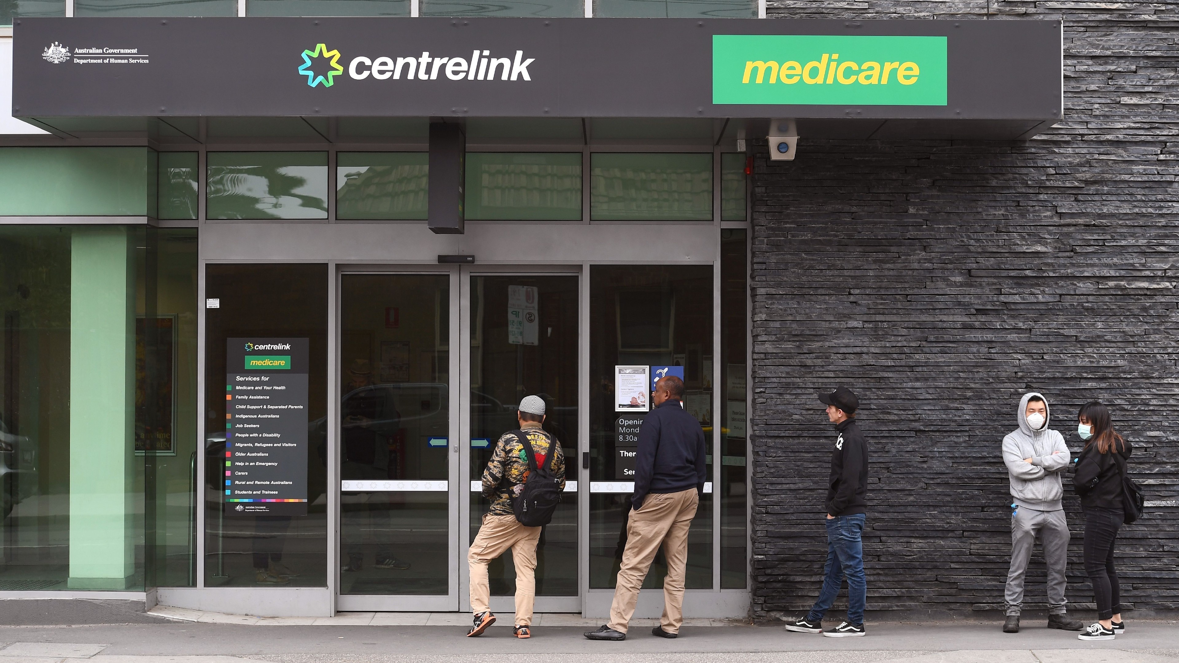 People queuing up outside Centrelink