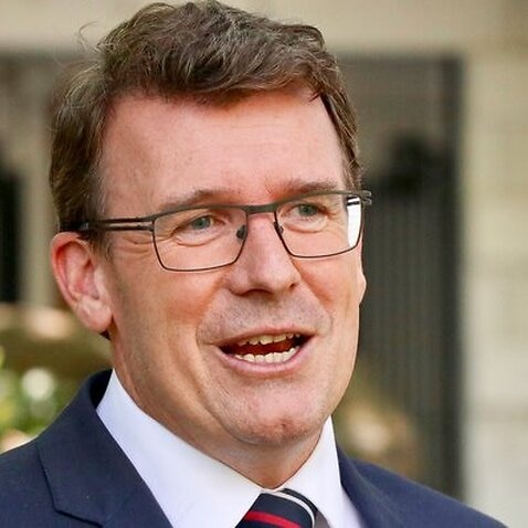 Minister for Human Services Alan Tudge speaks to the media during a press conference in Melbourne, Thursday, January 25, 2018. (AAP Image/Alex Murray) NO ARCHIVING