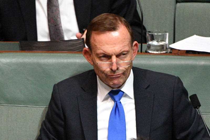 Former prime minister Tony Abbott during Question Time in the House of Representatives at Parliament House in Canberra, Thursday, June 28, 2018.